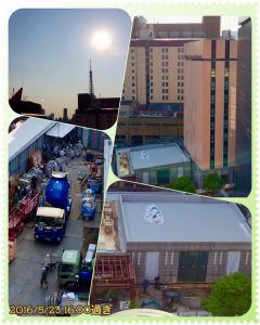 2016年5月　本館をｽｸﾗｯﾌﾟしてお隣の敷地にずらして大人ﾋﾟﾝｸ色にカワイイ変身。本館跡ﾋﾞﾙﾄﾞは低層階の憩いの場所へと思い切ったスタイルチェンジ♪